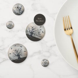 Spooky Halloween Baum mit Raven und Fledermäusen Konfetti