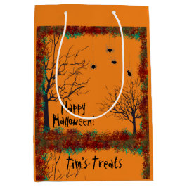 Spooky Halloween Bäume Foliage Border Personalize Mittlere Geschenktüte