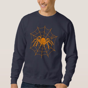 Spooky Halloween Beängstigend Orange Spider Web Sweatshirt
