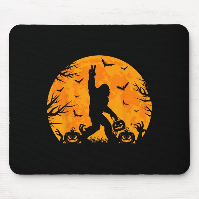 Spooky Halloween Bigfoot Pumpkin Funny Halloween S Mousepad (Vorne)