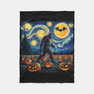 Spooky Halloween Bigfoot Starry Night Van Gogh Fleecedecke