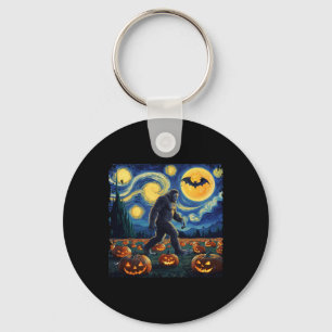 Spooky Halloween Bigfoot Starry Night Van Gogh Schlüsselanhänger