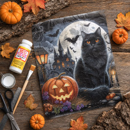 Spooky Halloween Black Cat Decoupage Seidenpapier
