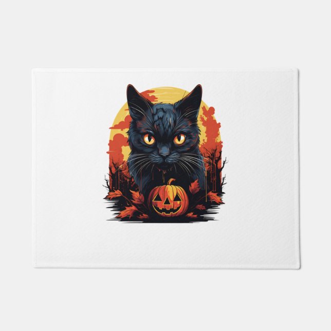 Spooky Halloween Black Cat Fußmatte (Vorderseite)
