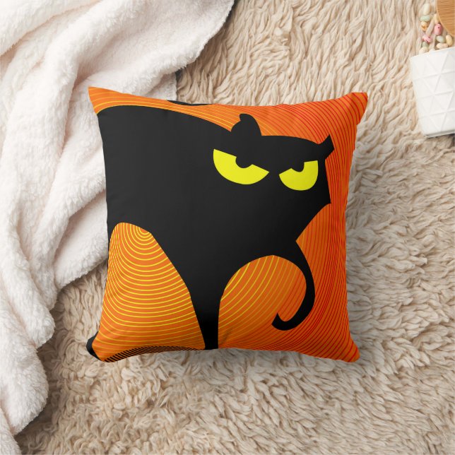 Spooky Halloween Black Cat Kissen (Decke)