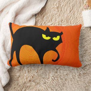 Spooky Halloween Black Cat Lendenkissen