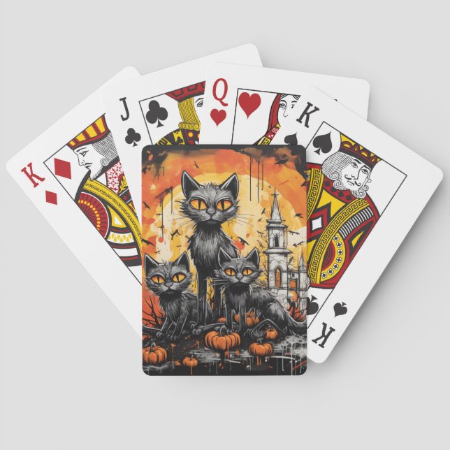 Spooky Halloween Black Cat Spielkarten (Rückseite)