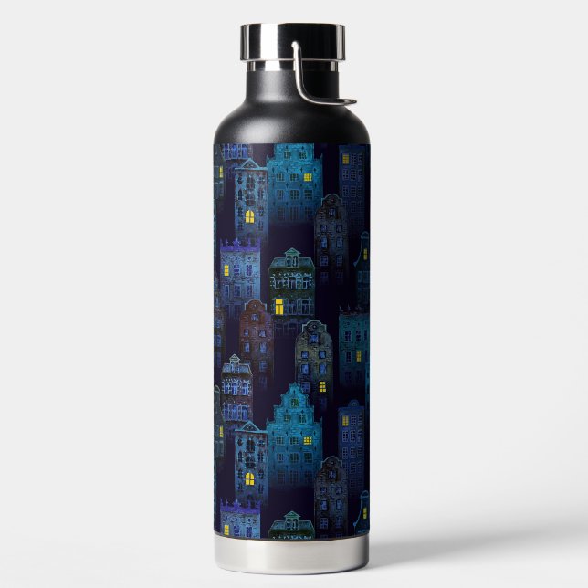 SPOOKY HALLOWEEN BLUE NIGHTTIME CITY SCENE TRINKFLASCHE (links)