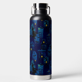 SPOOKY HALLOWEEN BLUE NIGHTTIME CITY SCENE TRINKFLASCHE