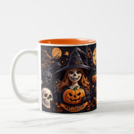 Spooky Halloween Boo Bat Pumpkin Skull Hexe Spide Zweifarbige Tasse