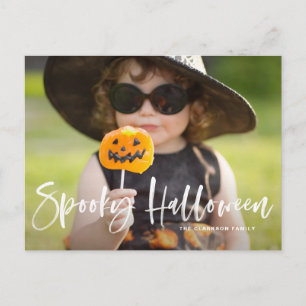 Spooky Halloween Brush Lettern Foto Halloween Postkarte