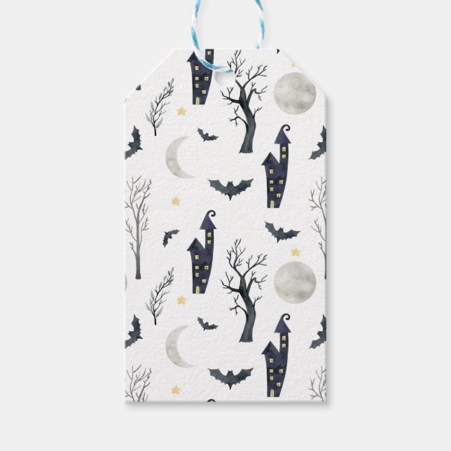 SPOOKY HALLOWEEN CASTLES BÄUME BATS MOONS GESCHENKANHÄNGER (Vorderseite)