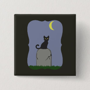 Spooky Halloween Cat Button
