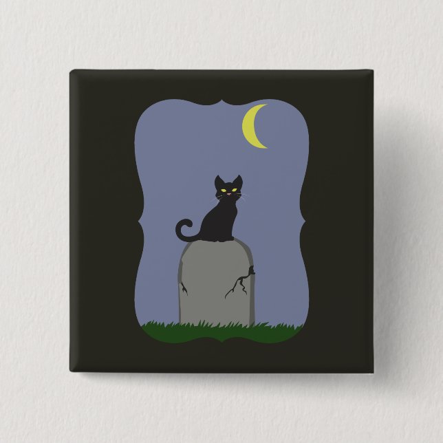 Spooky Halloween Cat Button (Vorderseite)