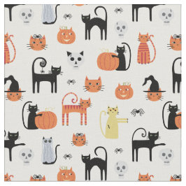 Spooky Halloween Cat Pattern Stoff