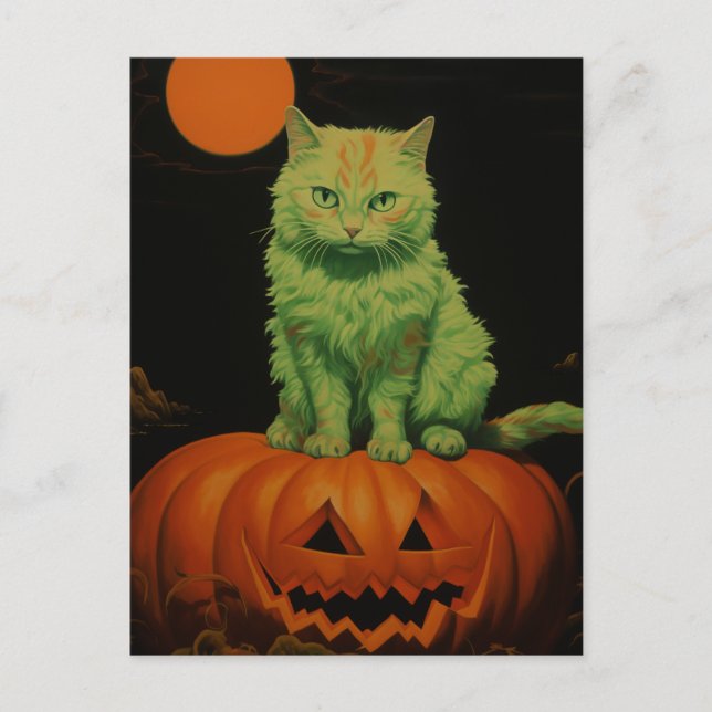 Spooky Halloween Cat Postkarte (Vorderseite)