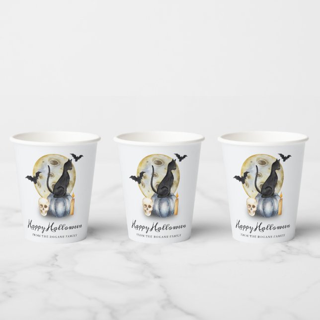 Spooky Halloween Cat Pumpkin Pappbecher (Multi)