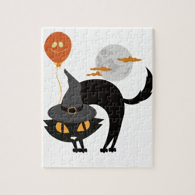 Spooky Halloween Cat Puzzle (Vertikal)