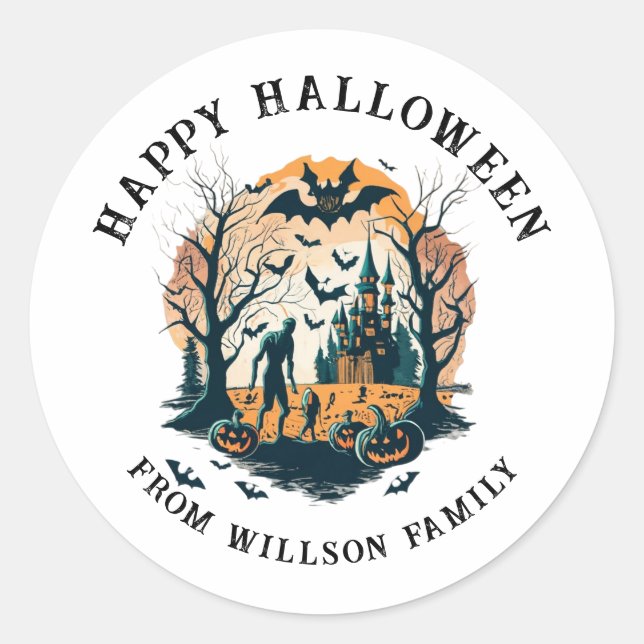 Spooky Halloween Classic Round Sticker (Vorderseite)