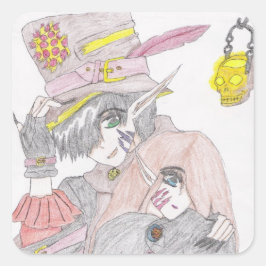 Spooky Halloween Couple Quadratischer Aufkleber