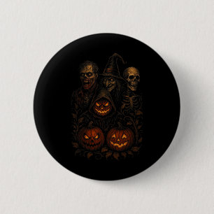 Spooky Halloween Creepy Pumpkin Beängstigend Hexe Button