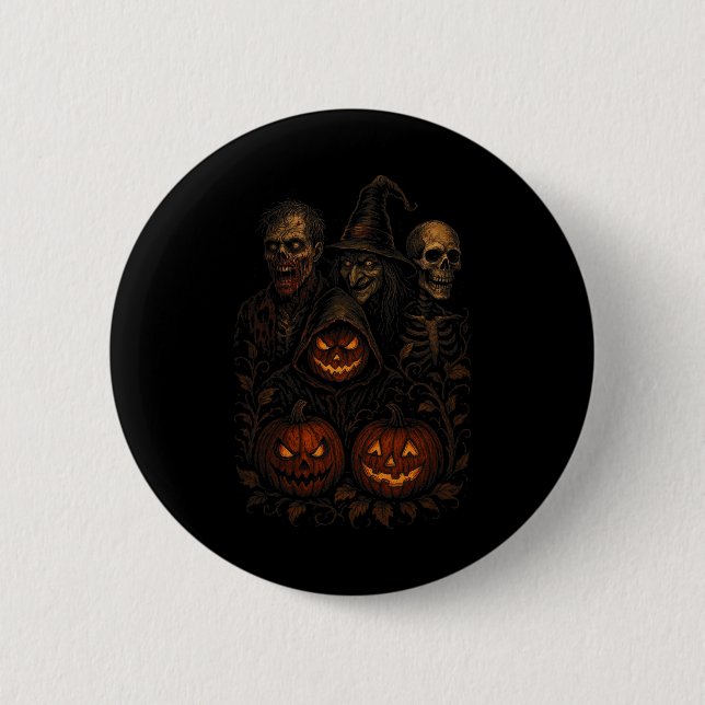 Spooky Halloween Creepy Pumpkin Beängstigend Hexe  Button (Vorderseite)
