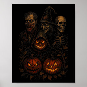 Spooky Halloween Creepy Pumpkin Beängstigend Hexe  Poster