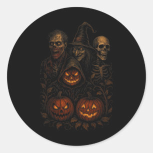 Spooky Halloween Creepy Pumpkin Beängstigend Hexe  Runder Aufkleber