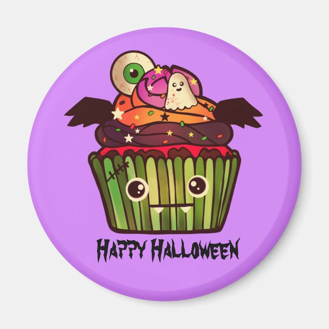 Spooky Halloween Cupcake Magnet (Vorne)