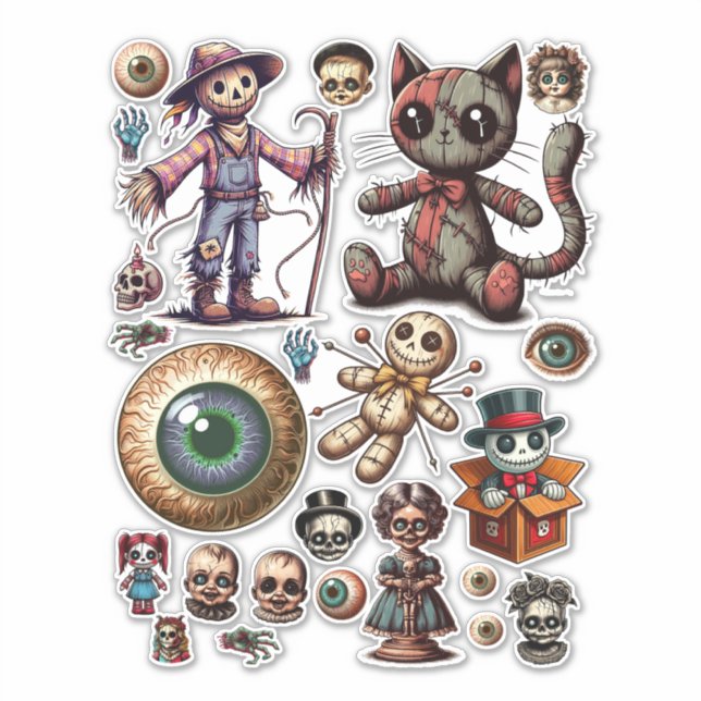 Spooky Halloween Dark Horror ARt Collage Blatt Aufkleber (Vorderseite)