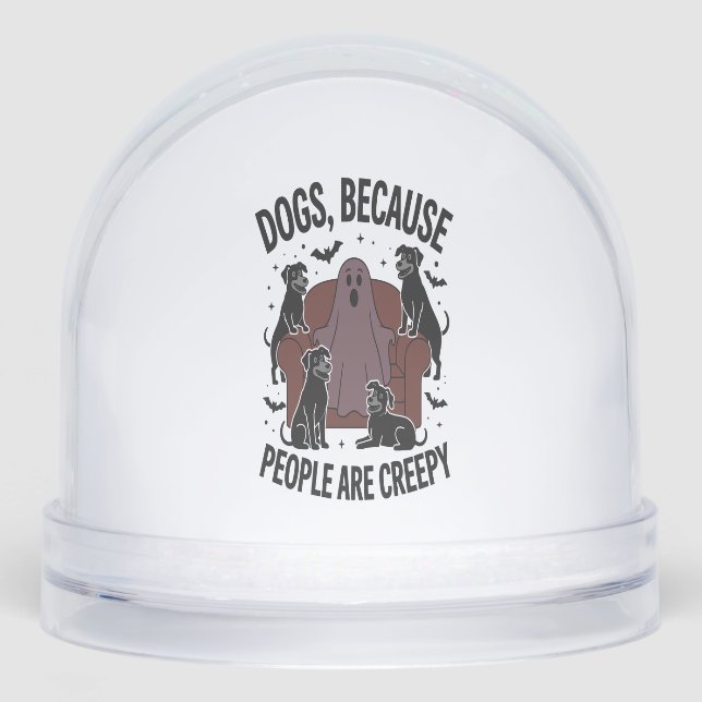 Spooky Halloween Dog Spooky Ghost 2 Schneekugeln (Vorderseite)