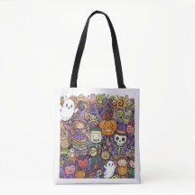 Spooky Halloween Doodle Tote Bag