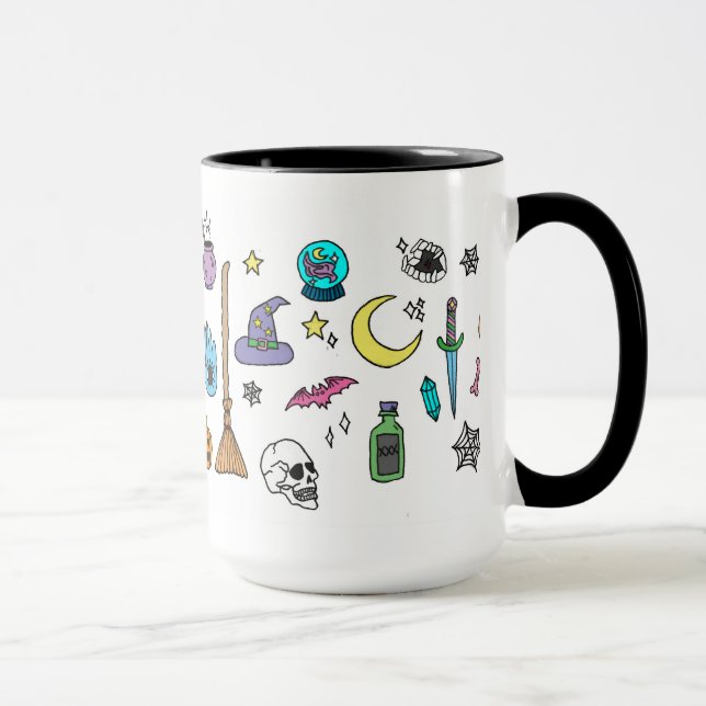 Spooky Halloween-Doodles-Tasse Tasse (Rechts)