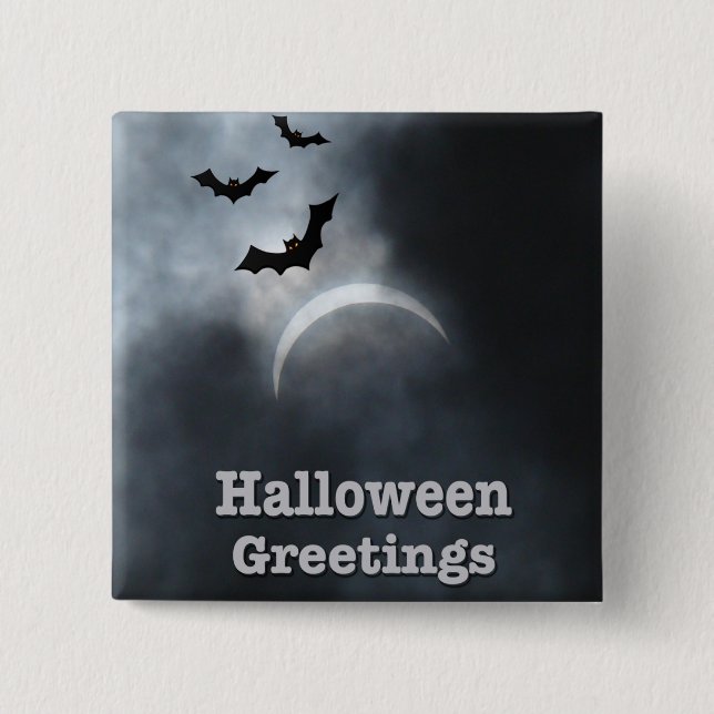 Spooky Halloween Eclipse Greetings Button (Vorderseite)