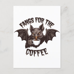 Spooky Halloween-Fangs für das Coffein Ankündigungspostkarte