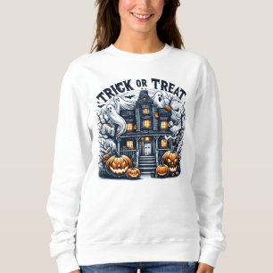 Spooky Halloween-Feier in einem Spuk Haus Sweatshirt