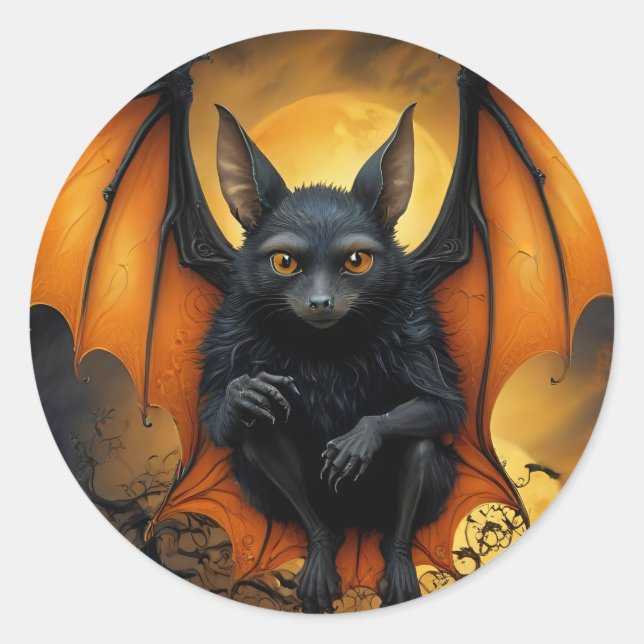 Spooky Halloween-Fledermaus Runder Aufkleber (Vorderseite)
