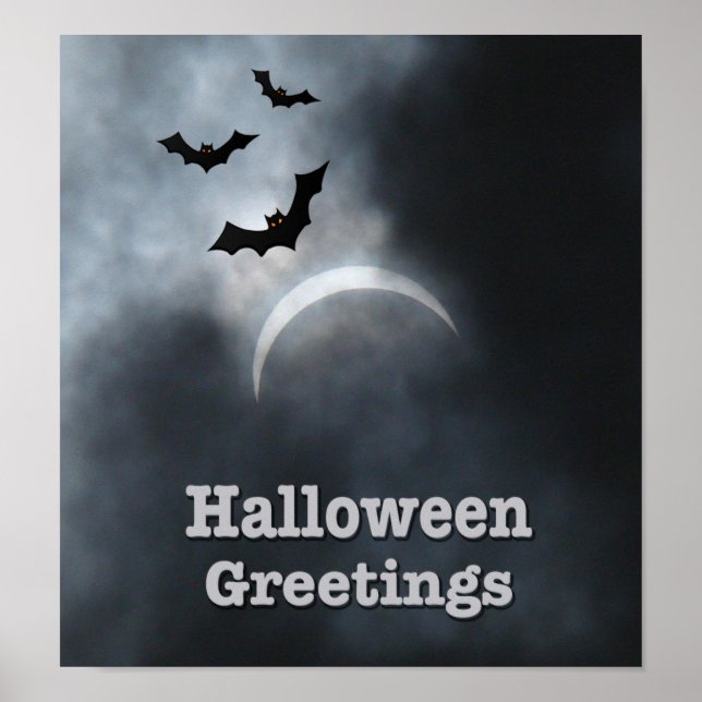 Spooky Halloween-Fledermäuse in Eclipse Poster (Vorne)