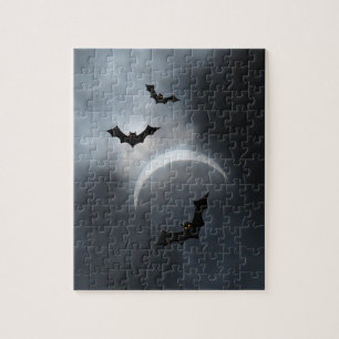 Spooky Halloween-Fledermäuse in Eclipse Puzzle