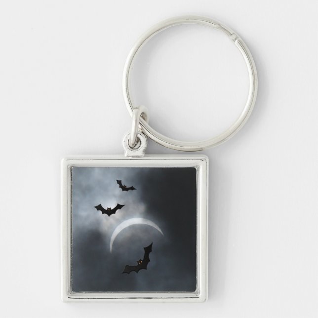 Spooky Halloween-Fledermäuse in Eclipse Schlüsselanhänger (Vorne)
