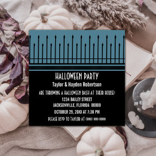 Spooky Halloween Gate Party einladen, blau Einladung