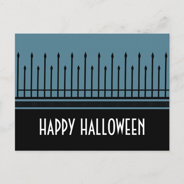 Spooky Halloween Gate Postcard, blau Postkarte (Vorderseite)