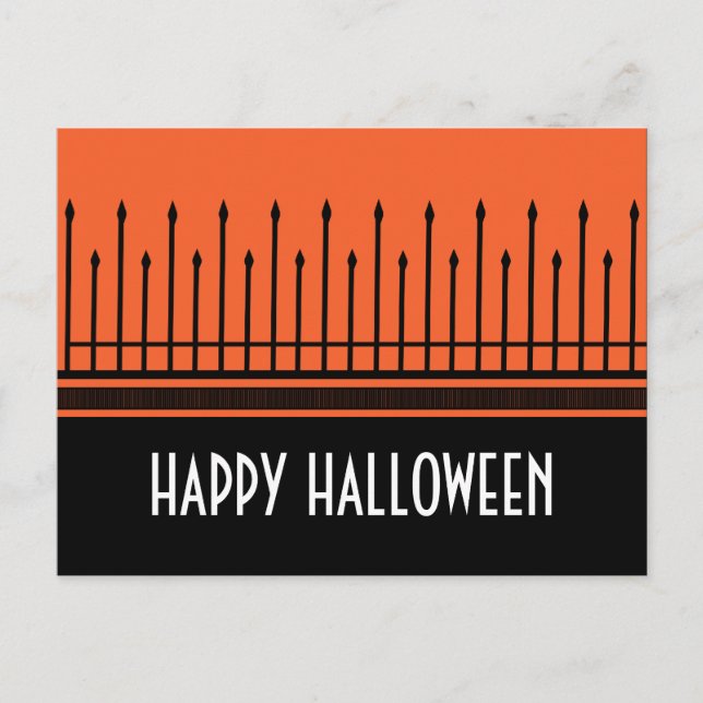 Spooky Halloween Gate Postcard, Orange Postkarte (Vorderseite)