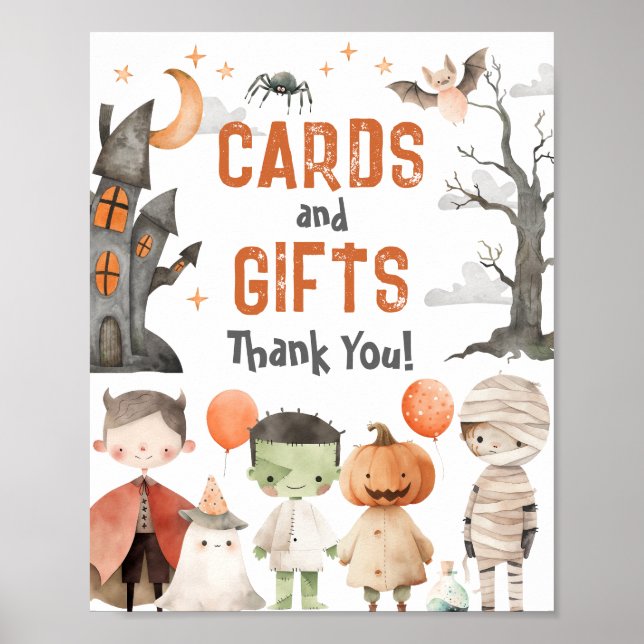 Spooky Halloween Geburtstagskarten-Zeichen Poster (Vorne)