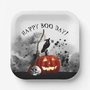Spooky Halloween Geburtstagskürbis Skull Pappteller