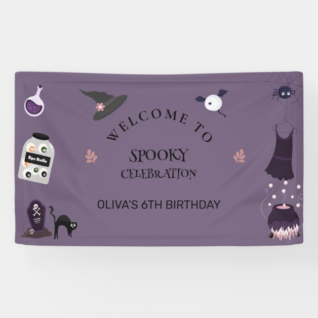 Spooky Halloween Geburtstagsparty Banner (Horizontal)
