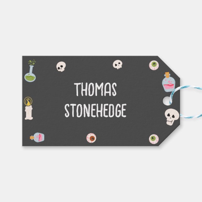 Spooky halloween Geburtstagsparty Geschenkanhänger (Vorderseite (Horizontal))