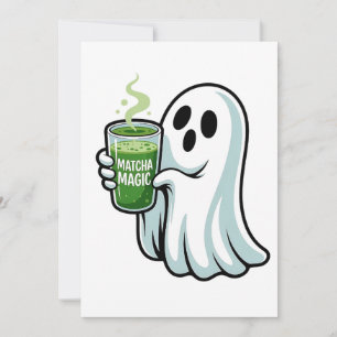 Spooky Halloween Ghost Drink Matcha Drink Feiertagskarte