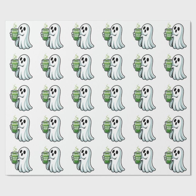 Spooky Halloween Ghost Drink Matcha Drink Geschenkpapier (Flach)