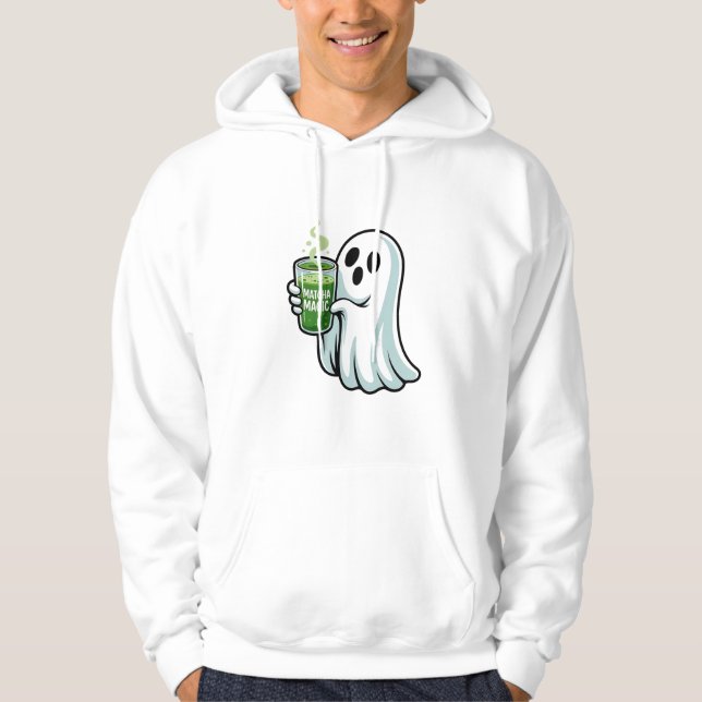 Spooky Halloween Ghost Drink Matcha Drink Hoodie (Vorderseite)